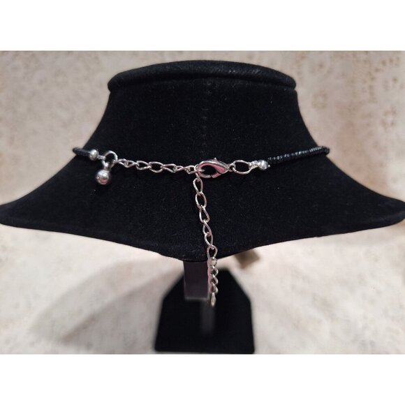 Beaded Necklace With Square Pendant & Adjustable Chain - Picture 2 of 4